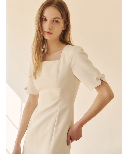 ボウスリーブドレス、エクリュ