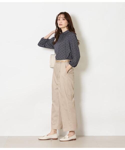 NEWYORKER(ニューヨーカー)の「ダイヤドットプリント スタンドネックギャザーブラウス(シャツ/ブラウス・レディース・ネイビー/ホワイト・9号/11号)」の7枚目の写真