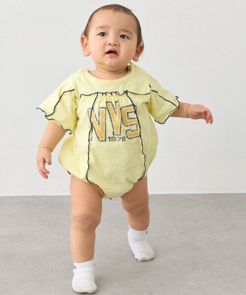 CIAOPANIC TYPY（チャオパニックティピー）の「【KIDS】メロウ切替ロゴ半袖ロンパース（ロンパース・キッズ・イエロー/チャコールグレー・80）」の15枚目の写真