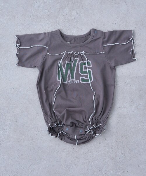 CIAOPANIC TYPY（チャオパニックティピー）の「【KIDS】メロウ切替ロゴ半袖ロンパース（ロンパース・キッズ・イエロー/チャコールグレー・80）」の10枚目の写真