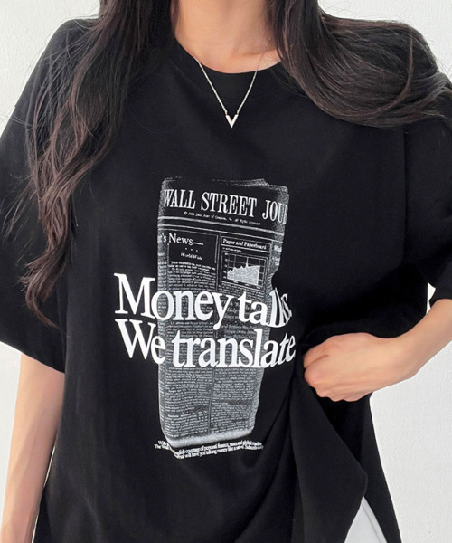 VIVID LADY(ビビッドレディー)の「フロント英字プリント チュニック 半袖Tシャツ(Tシャツ/カットソー・レディース・ブラック/アイボリー・FREE)」の20枚目の写真