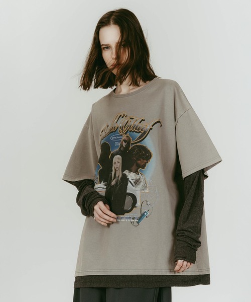Knuth Marf（クヌースマーフ）の「Knuth Marf/クヌースマーフ AI future layered t-shirt（Tシャツ/カットソー・レディース・ブラック/グレー・FREE）」の2枚目の写真