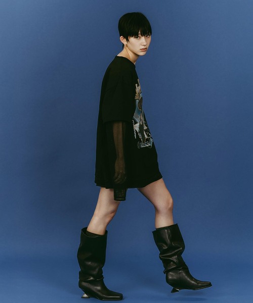 Knuth Marf（クヌースマーフ）の「Knuth Marf/クヌースマーフ AI future layered t-shirt（Tシャツ/カットソー・レディース・ブラック/グレー・FREE）」の8枚目の写真