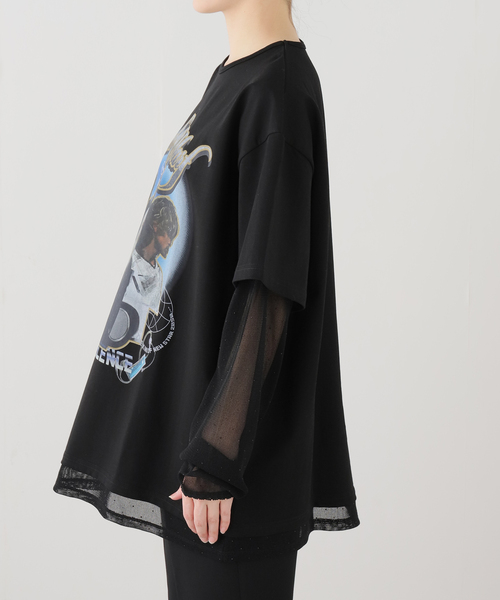 Knuth Marf（クヌースマーフ）の「Knuth Marf/クヌースマーフ AI future layered t-shirt（Tシャツ/カットソー・レディース・ブラック/グレー・FREE）」の5枚目の写真