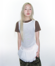AMESWORLDWIDE（アメスワールドワイド）の「MESH SHIRRING MINI DRESS IVORY（ワンピース）」