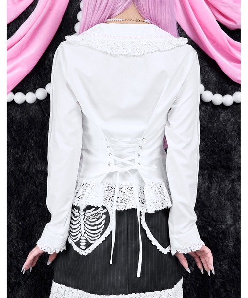 AVENCHUMU(アバンチュウム)の「"I want to kiss you." print ribbon garter blouse(シャツ/ブラウス・レディース・ブラック/ホワイト・XS/FREE)」の20枚目の写真