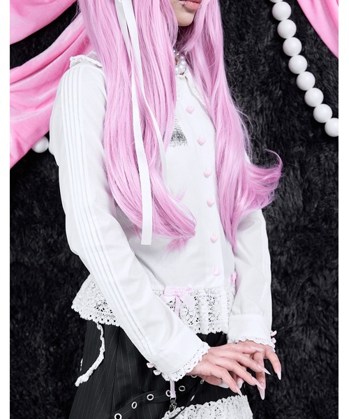 AVENCHUMU(アバンチュウム)の「"I want to kiss you." print ribbon garter blouse(シャツ/ブラウス・レディース・ブラック/ホワイト・XS/FREE)」の19枚目の写真