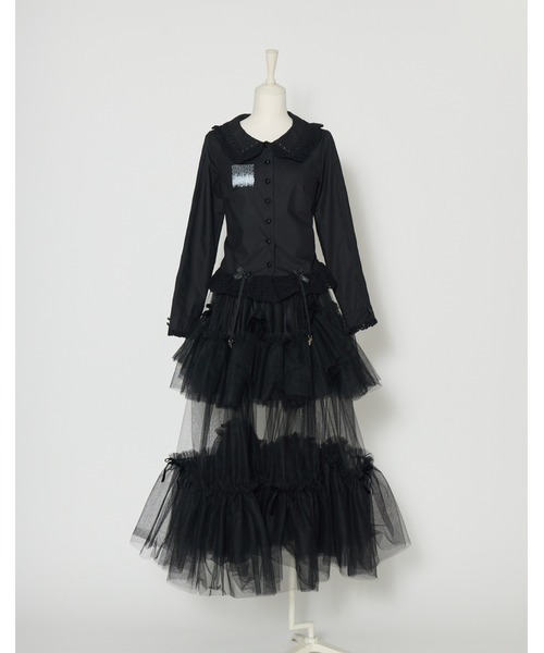 AVENCHUMU(アバンチュウム)の「"I want to kiss you." print ribbon garter blouse(シャツ/ブラウス・レディース・ブラック/ホワイト・XS/FREE)」の18枚目の写真