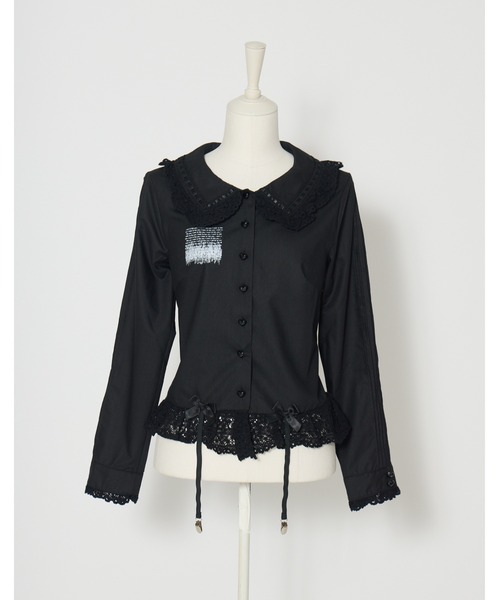 AVENCHUMU(アバンチュウム)の「"I want to kiss you." print ribbon garter blouse(シャツ/ブラウス・レディース・ブラック/ホワイト・XS/FREE)」の14枚目の写真