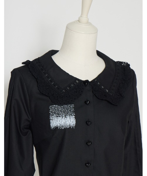 AVENCHUMU(アバンチュウム)の「"I want to kiss you." print ribbon garter blouse(シャツ/ブラウス・レディース・ブラック/ホワイト・XS/FREE)」の15枚目の写真