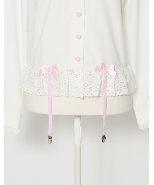 AVENCHUMU(アバンチュウム)の「"I want to kiss you." print ribbon garter blouse(シャツ/ブラウス・レディース・ブラック/ホワイト・XS/FREE)」の6枚目の写真
