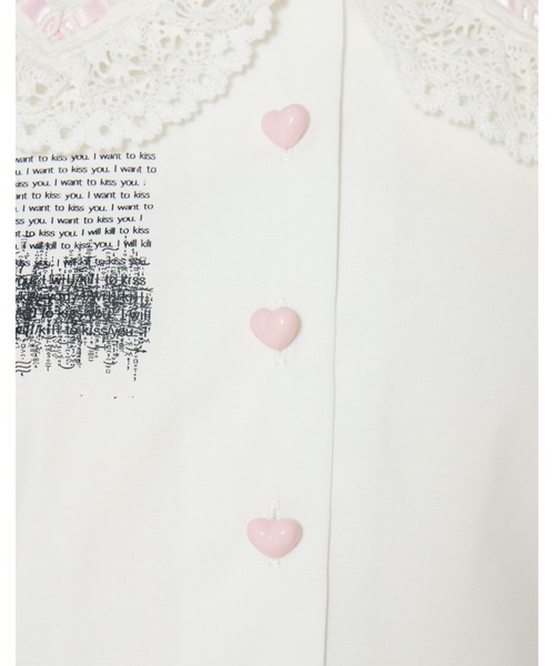 AVENCHUMU(アバンチュウム)の「"I want to kiss you." print ribbon garter blouse(シャツ/ブラウス・レディース・ブラック/ホワイト・XS/FREE)」の13枚目の写真