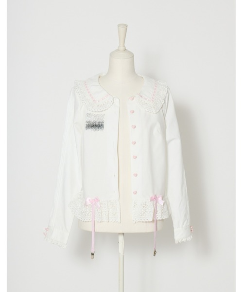 AVENCHUMU(アバンチュウム)の「"I want to kiss you." print ribbon garter blouse(シャツ/ブラウス・レディース・ブラック/ホワイト・XS/FREE)」の11枚目の写真
