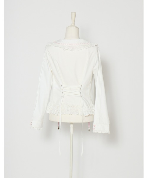 AVENCHUMU(アバンチュウム)の「"I want to kiss you." print ribbon garter blouse(シャツ/ブラウス・レディース・ブラック/ホワイト・XS/FREE)」の12枚目の写真