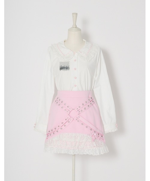 AVENCHUMU(アバンチュウム)の「"I want to kiss you." print ribbon garter blouse(シャツ/ブラウス・レディース・ブラック/ホワイト・XS/FREE)」の16枚目の写真