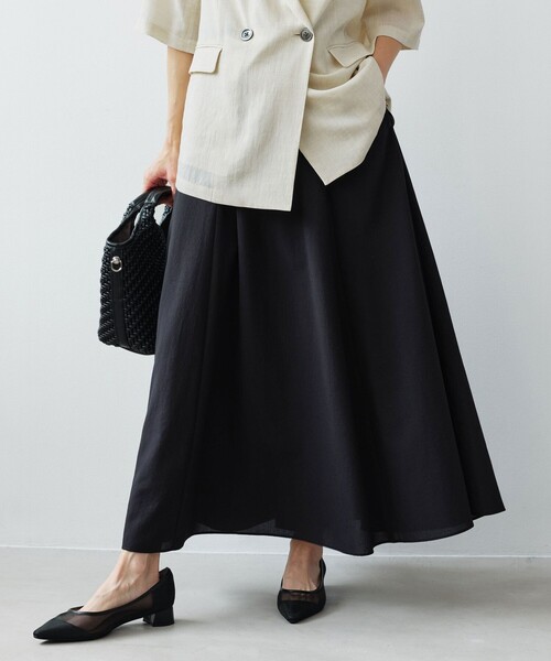 green label relaxing（グリーンレーベルリラクシング）の「［size SHORT/TALLあり］ドライクロス フレアスカート マシンウォッシャブル  通気性（スカート・レディース・ブラウン/ライトグレー/コバルトブルー/ブラック・TALL/SHORT/FREE）」の10枚目の写真