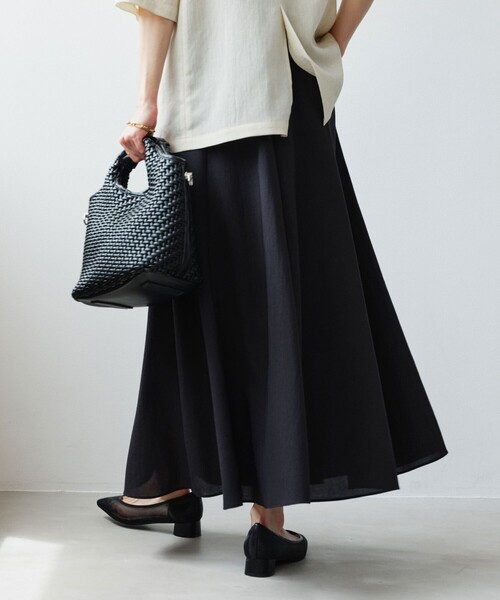 green label relaxing（グリーンレーベルリラクシング）の「［size SHORT/TALLあり］ドライクロス フレアスカート マシンウォッシャブル  通気性（スカート・レディース・ブラウン/ライトグレー/コバルトブルー/ブラック・TALL/SHORT/FREE）」の11枚目の写真