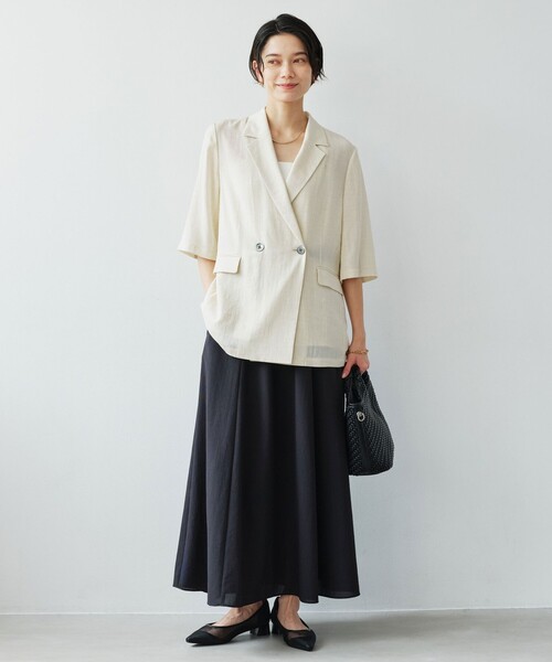 green label relaxing（グリーンレーベルリラクシング）の「［size SHORT/TALLあり］ドライクロス フレアスカート マシンウォッシャブル  通気性（スカート・レディース・ブラウン/ライトグレー/コバルトブルー/ブラック・TALL/SHORT/FREE）」の12枚目の写真