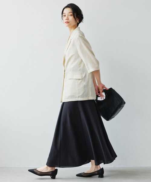 green label relaxing（グリーンレーベルリラクシング）の「［size SHORT/TALLあり］ドライクロス フレアスカート マシンウォッシャブル  通気性（スカート・レディース・ブラウン/ライトグレー/コバルトブルー/ブラック・TALL/SHORT/FREE）」の13枚目の写真