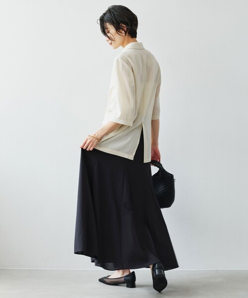 green label relaxing（グリーンレーベルリラクシング）の「［size SHORT/TALLあり］ドライクロス フレアスカート マシンウォッシャブル  通気性（スカート・レディース・ブラウン/ライトグレー/コバルトブルー/ブラック・TALL/SHORT/FREE）」の14枚目の写真