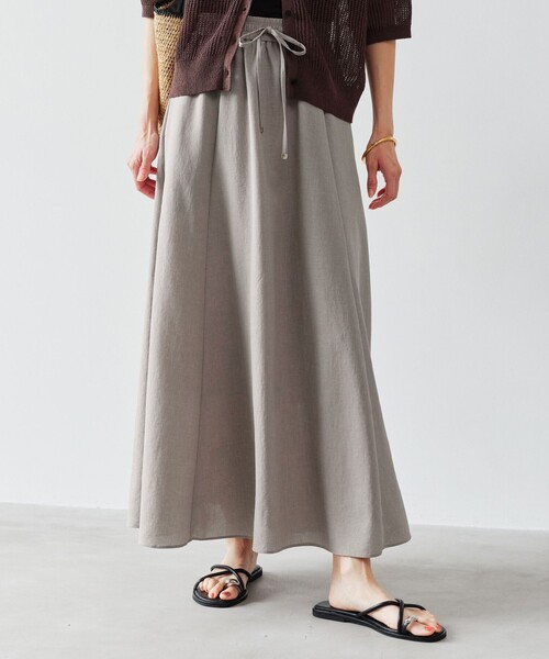 green label relaxing（グリーンレーベルリラクシング）の「［size SHORT/TALLあり］ドライクロス フレアスカート マシンウォッシャブル  通気性（スカート・レディース・ブラウン/ライトグレー/コバルトブルー/ブラック・TALL/SHORT/FREE）」の15枚目の写真