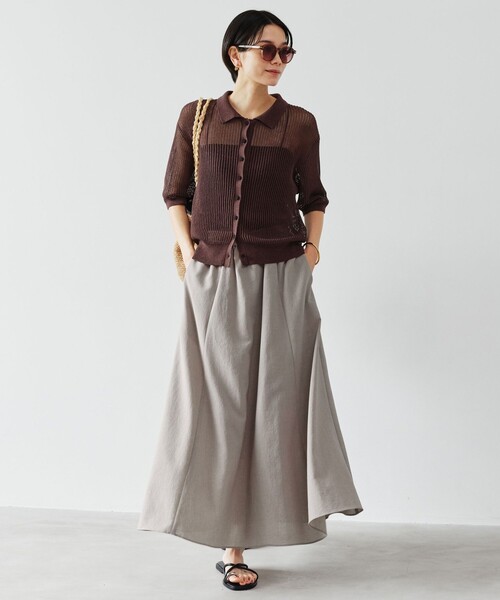 green label relaxing（グリーンレーベルリラクシング）の「［size SHORT/TALLあり］ドライクロス フレアスカート マシンウォッシャブル  通気性（スカート・レディース・ブラウン/ライトグレー/コバルトブルー/ブラック・TALL/SHORT/FREE）」の17枚目の写真