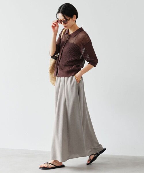 green label relaxing（グリーンレーベルリラクシング）の「［size SHORT/TALLあり］ドライクロス フレアスカート マシンウォッシャブル  通気性（スカート・レディース・ブラウン/ライトグレー/コバルトブルー/ブラック・TALL/SHORT/FREE）」の18枚目の写真