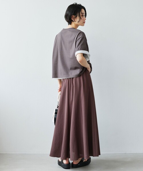 green label relaxing（グリーンレーベルリラクシング）の「【結論シリーズ】ドライクロス フレアスカート［size SHORT/TALLあり］（スカート・レディース・ブラウン/ライトグレー/コバルトブルー/ブラック・TALL/SHORT/FREE）」の7枚目の写真