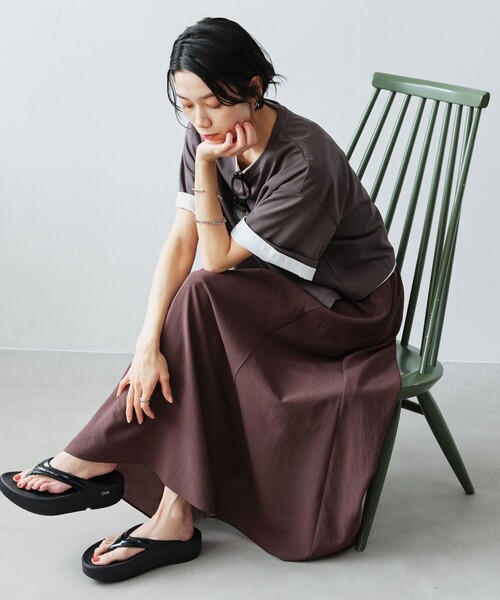 green label relaxing（グリーンレーベルリラクシング）の「【結論シリーズ】ドライクロス フレアスカート［size SHORT/TALLあり］（スカート・レディース・ブラウン/ライトグレー/コバルトブルー/ブラック・TALL/SHORT/FREE）」の8枚目の写真