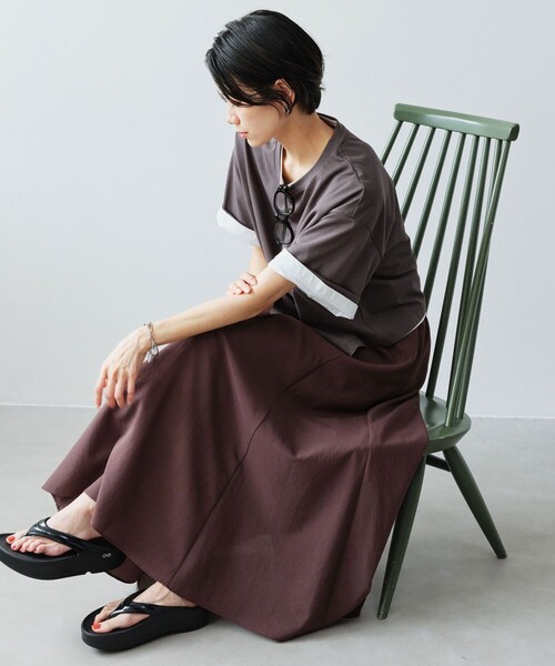 green label relaxing（グリーンレーベルリラクシング）の「【結論シリーズ】ドライクロス フレアスカート［size SHORT/TALLあり］（スカート・レディース・ブラウン/ライトグレー/コバルトブルー/ブラック・TALL/SHORT/FREE）」の9枚目の写真