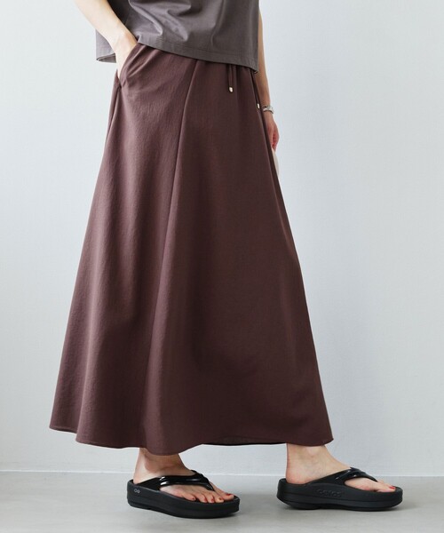 green label relaxing（グリーンレーベルリラクシング）の「【結論シリーズ】ドライクロス フレアスカート［size SHORT/TALLあり］（スカート・レディース・ブラウン/ライトグレー/コバルトブルー/ブラック・TALL/SHORT/FREE）」の10枚目の写真