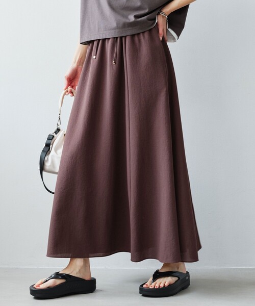 green label relaxing（グリーンレーベルリラクシング）の「【結論シリーズ】ドライクロス フレアスカート［size SHORT/TALLあり］（スカート・レディース・ブラウン/ライトグレー/コバルトブルー/ブラック・TALL/SHORT/FREE）」の11枚目の写真