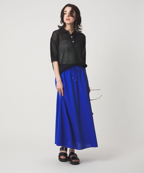 green label relaxing（グリーンレーベルリラクシング）の「【結論シリーズ】ドライクロス フレアスカート［size SHORT/TALLあり］（スカート・レディース・ブラウン/ライトグレー/コバルトブルー/ブラック・TALL/SHORT/FREE）」の15枚目の写真