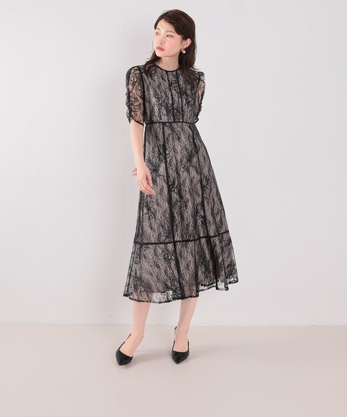 Kana（カナ）の「花柄レースパイピングAラインワンピースドレス パーティー ドレス 結婚式 お呼ばれ オケージョン（ドレス・レディース・ブルー系その他/ブラック/グレー系その他・M）」の16枚目の写真