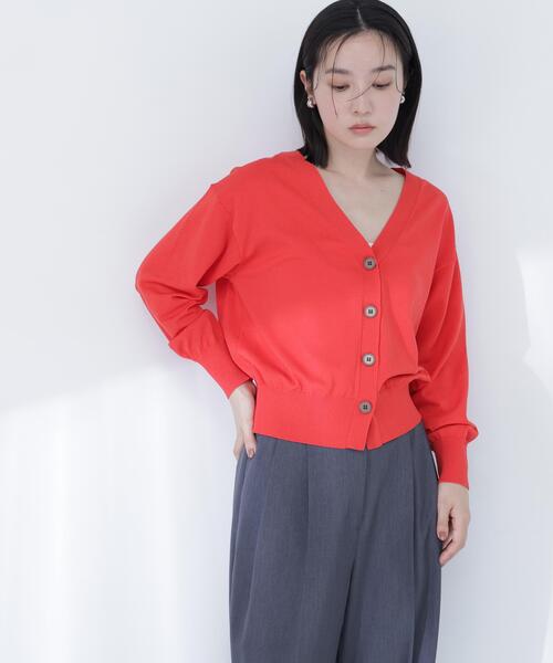 NATURAL BEAUTY BASIC（ナチュラルビューティーベーシック）の「【ちょうど、いい服】毎日頼れる！右腕カーデ（カーディガン/ボレロ・レディース・レッド/オフホワイト/ブルー/ブラック・FREE）」の4枚目の写真