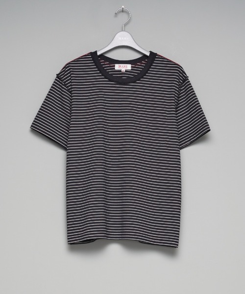 MASU(エムエーエスユー)の「【M A S U】OPPOSITE STRIPE T-SHIRT(Tシャツ/カットソー・メンズ・レッド/ブラック・46/48)」の2枚目の写真