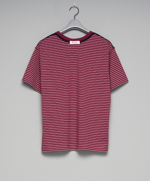 MASU(エムエーエスユー)の「【M A S U】OPPOSITE STRIPE T-SHIRT(Tシャツ/カットソー・メンズ・レッド/ブラック・46/48)」の4枚目の写真