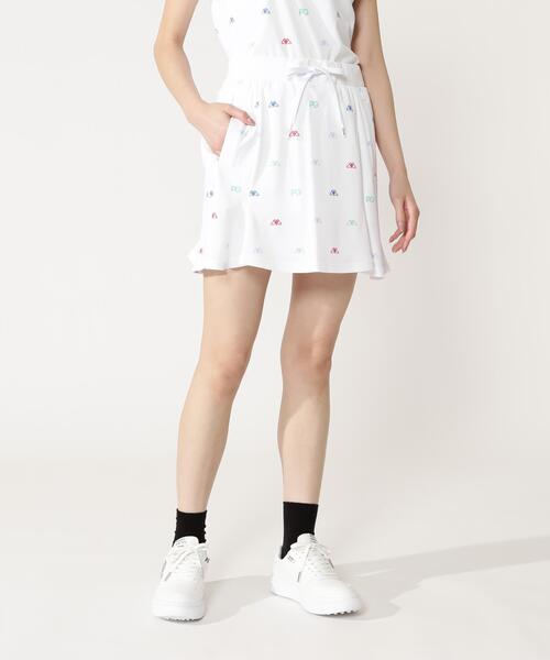 PEARLY GATES（パーリーゲイツ）の「【PEARLY GATES】手ハートＰＧ柄　ネオプロストレッチ変形ポップコーンカノコ（スカート・レディース・イエロー系その他/ホワイト系その他・MEDIUM/LARGE/SMALL）」の2枚目の写真