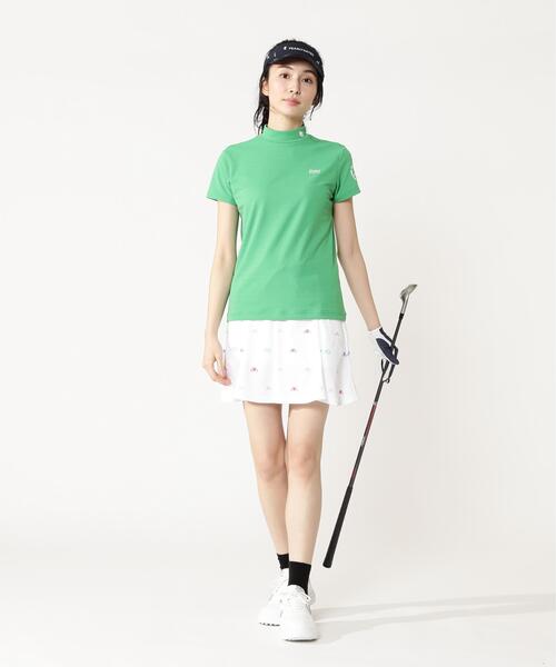 PEARLY GATES（パーリーゲイツ）の「【PEARLY GATES】手ハートＰＧ柄　ネオプロストレッチ変形ポップコーンカノコ（スカート・レディース・イエロー系その他/ホワイト系その他・MEDIUM/LARGE/SMALL）」の3枚目の写真