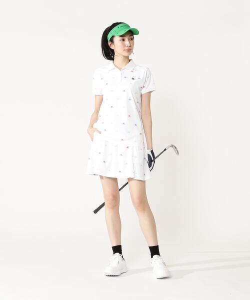 PEARLY GATES（パーリーゲイツ）の「【PEARLY GATES】手ハートＰＧ柄　ネオプロストレッチ変形ポップコーンカノコ（スカート・レディース・イエロー系その他/ホワイト系その他・MEDIUM/LARGE/SMALL）」の4枚目の写真