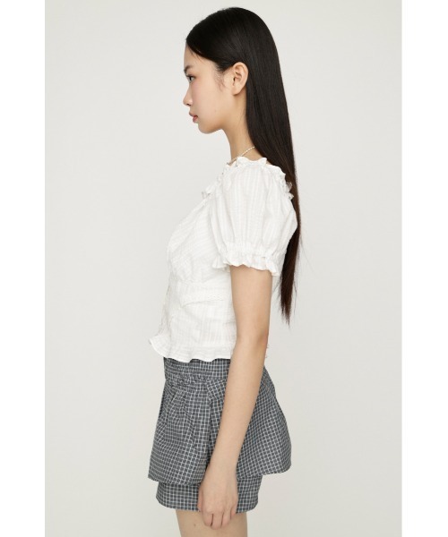 SLY(スライ)の「2WAY PUFF SLEEVE TOPS 2ウェイパフスリーブトップス 春服 夏服(シャツ/ブラウス・レディース・オフホワイト/ライトイエロー/ブラック/マルチ・FREE)」の6枚目の写真
