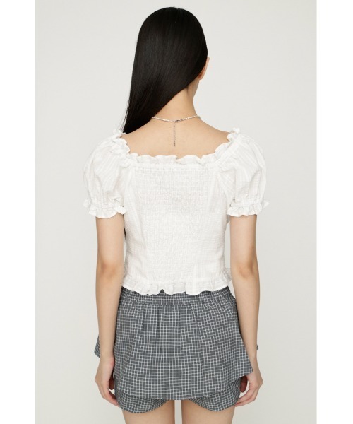 SLY(スライ)の「2WAY PUFF SLEEVE TOPS 2ウェイパフスリーブトップス 春服 夏服(シャツ/ブラウス・レディース・オフホワイト/ライトイエロー/ブラック/マルチ・FREE)」の7枚目の写真