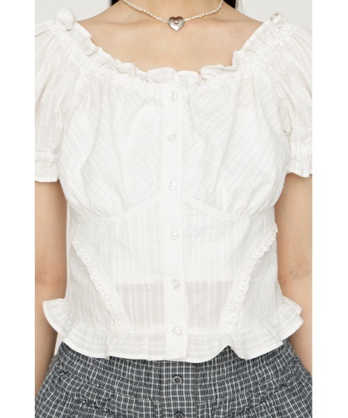 SLY(スライ)の「2WAY PUFF SLEEVE TOPS 2ウェイパフスリーブトップス 春服 夏服(シャツ/ブラウス・レディース・オフホワイト/ライトイエロー/ブラック/マルチ・FREE)」の8枚目の写真