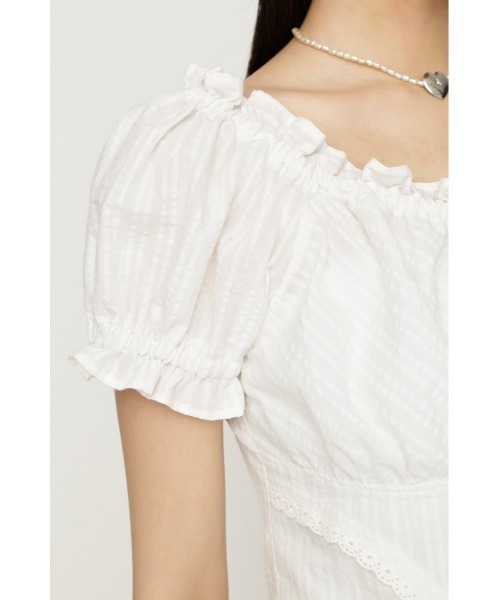 SLY(スライ)の「2WAY PUFF SLEEVE TOPS 2ウェイパフスリーブトップス 春服 夏服(シャツ/ブラウス・レディース・オフホワイト/ライトイエロー/ブラック/マルチ・FREE)」の9枚目の写真