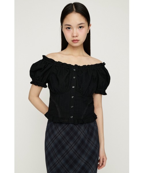 SLY(スライ)の「2WAY PUFF SLEEVE TOPS 2ウェイパフスリーブトップス 春服 夏服(シャツ/ブラウス・レディース・オフホワイト/ライトイエロー/ブラック/マルチ・FREE)」の10枚目の写真