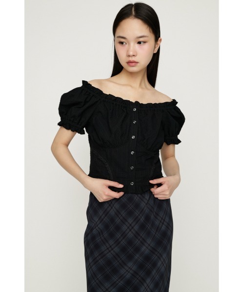 SLY(スライ)の「2WAY PUFF SLEEVE TOPS 2ウェイパフスリーブトップス 春服 夏服(シャツ/ブラウス・レディース・オフホワイト/ライトイエロー/ブラック/マルチ・FREE)」の12枚目の写真