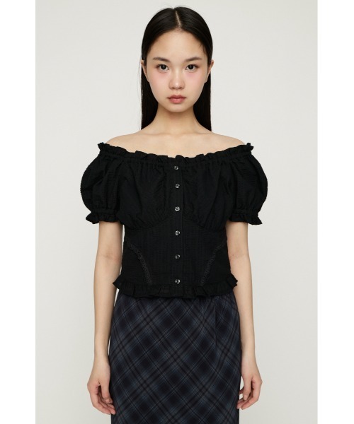 SLY(スライ)の「2WAY PUFF SLEEVE TOPS 2ウェイパフスリーブトップス 春服 夏服(シャツ/ブラウス・レディース・オフホワイト/ライトイエロー/ブラック/マルチ・FREE)」の13枚目の写真