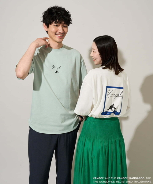 a.v.v(アーヴェヴェ)の「【コラボ/接触冷感】KANGOLスクエアプリントロングシルエットカットソー(Tシャツ/カットソー・メンズ・ミント・46)」の1枚目の写真