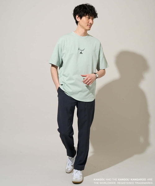 a.v.v(アーヴェヴェ)の「【コラボ/接触冷感】KANGOLスクエアプリントロングシルエットカットソー(Tシャツ/カットソー・メンズ・ミント・46)」の4枚目の写真