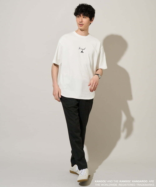 a.v.v(アーヴェヴェ)の「【コラボ/接触冷感】KANGOLスクエアプリントロングシルエットカットソー(Tシャツ/カットソー・メンズ・ミント・46)」の6枚目の写真